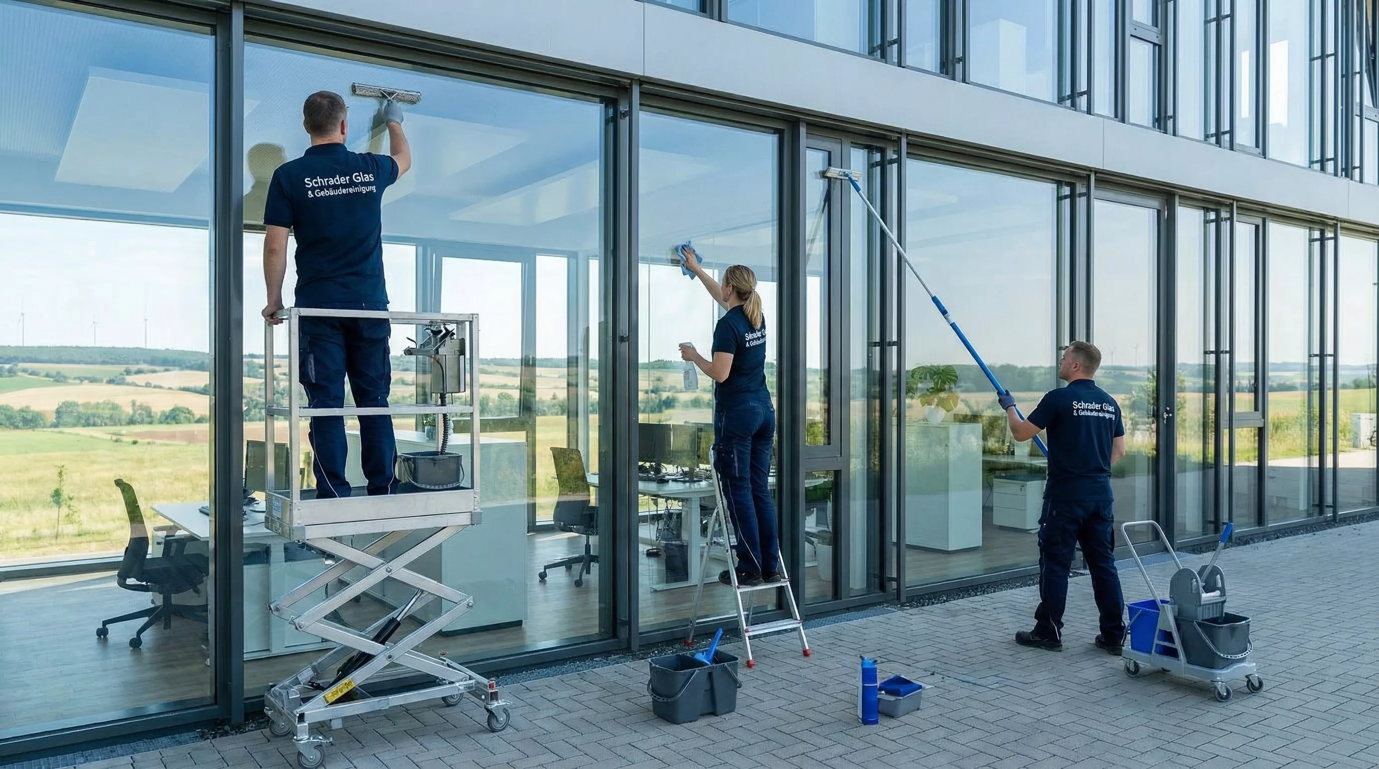 Fensterputzer Hohe Börde – Fachkraft reinigt Fensterscheiben streifenfrei an Wohngebäude