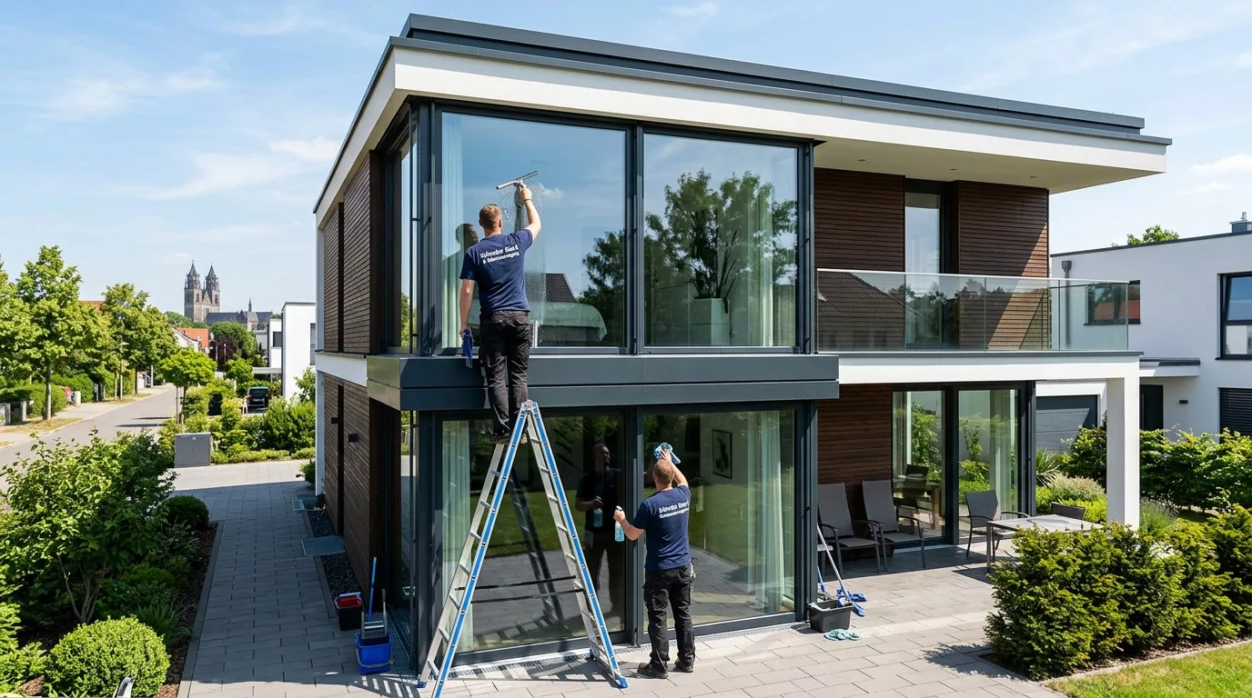 Fensterreinigung Magdeburg Kosten – Fachkraft reinigt Einfamilienhaus-Fenster streifenfrei in Magdeburg Fensterreinigung Magdeburg Kosten – Fachkraft reinigt Einfamilienhaus-Fenster streifenfrei in Magdeburg